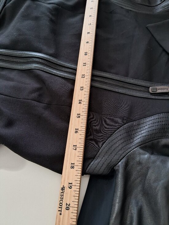 Rudsak Black Asymmetrical Coat with Genuine Leather Sleeves - Picture 6 of 15